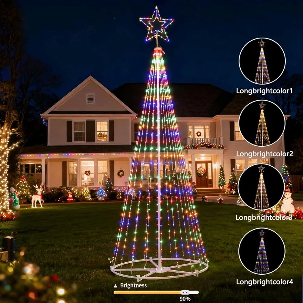 12FT Outdoor Lighting Christmas Tree 650 LED Light Show Christmas Tree with 8 Modes Timer Remote,Tall Star Topped Artificial