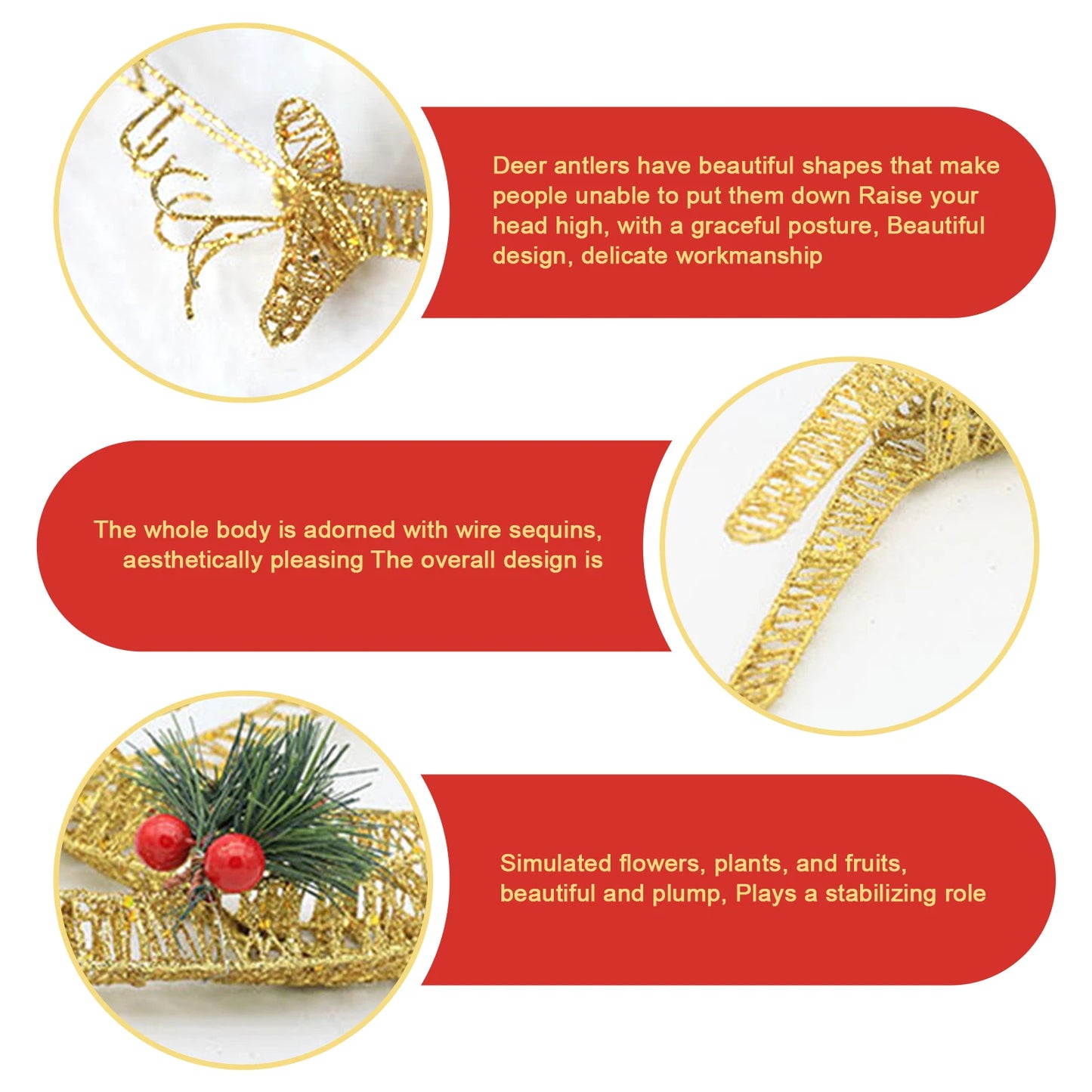 Christmas Gift Iron Art Deer Ornament Set Holiday Decor Xmas Christmas Standing Reindeer Pair 18x10x35cm Holiday Reindeers