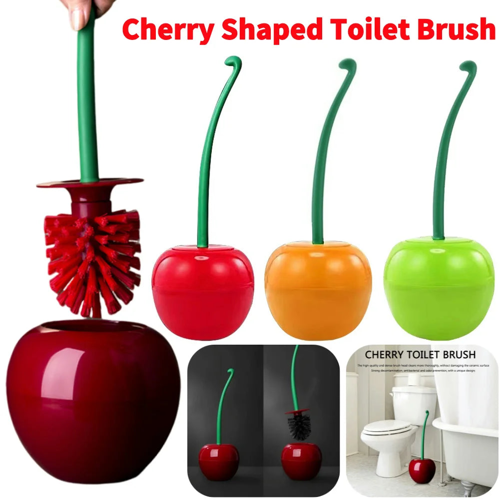 Cherry Shape Toilet Brush Long Handle Toilet Cleaning Brush Replaceable Nylon Soft Bristle Brush Bathroom Toilet Cleaning Tool