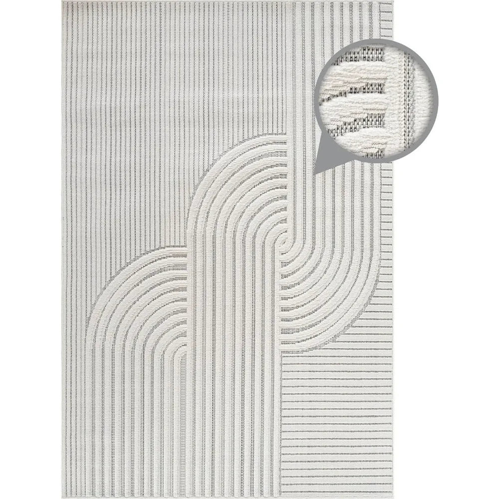 Modern Rug Luxury Swirl Curved Large Micro Loop Area Rugs Soft High-Low Pile Stain Resistant Easy to Clean Non-Shedding D