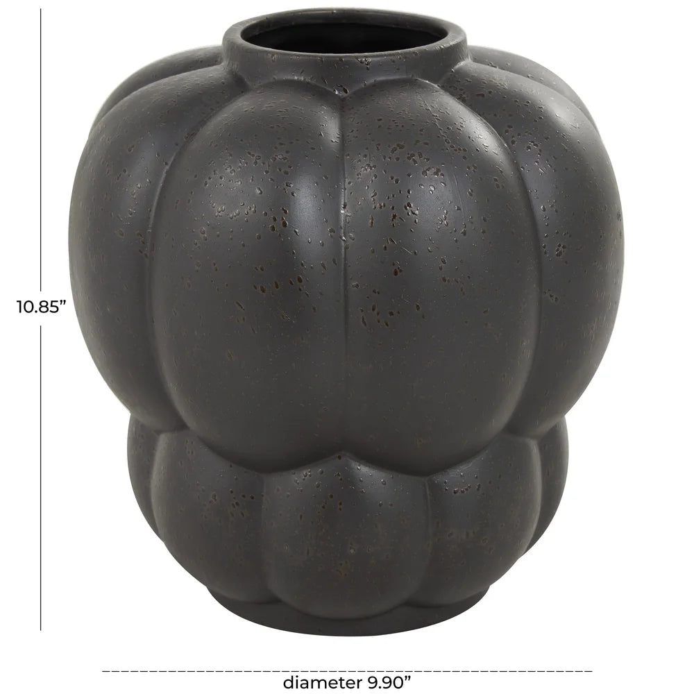Contemporary Black Ceramic Bubble Vase Distressed Textured Surface Unique Home Accent Modern Centerpiece Gift Decor