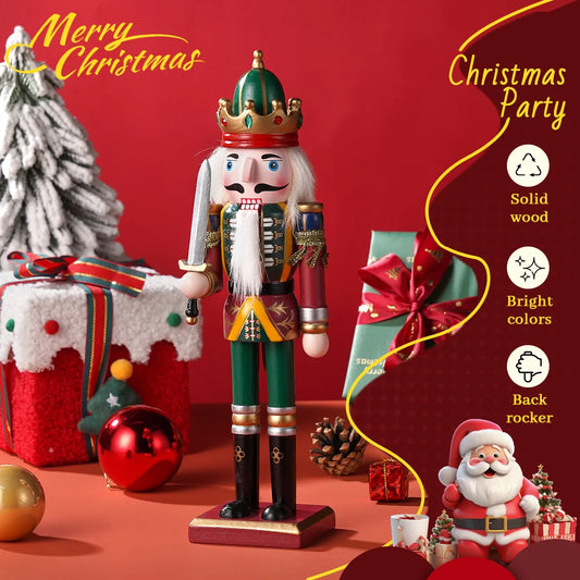 Christmas Nutcracker Soldier Puppet 30cm Handmade Craft Doll Office Desktop Decoration Children's Gift