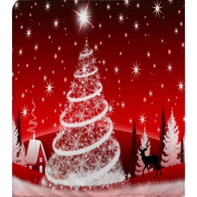 Christmas tree deer blanket holiday blanket warm and comfortable blanket, suitable for sofa home decoration