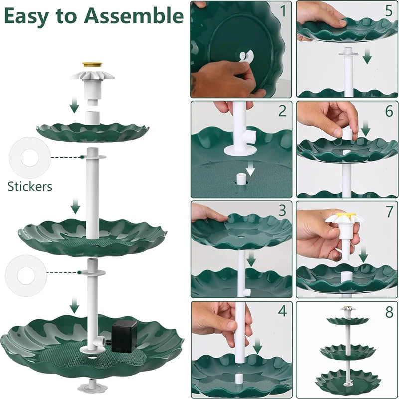 24pcs/box 3.5w Solar Fountain Pump with 3 Tiered Bird Bath DIY Solar Water Fountain for Bird Bath,Garden and Outdoor Bird Feeder