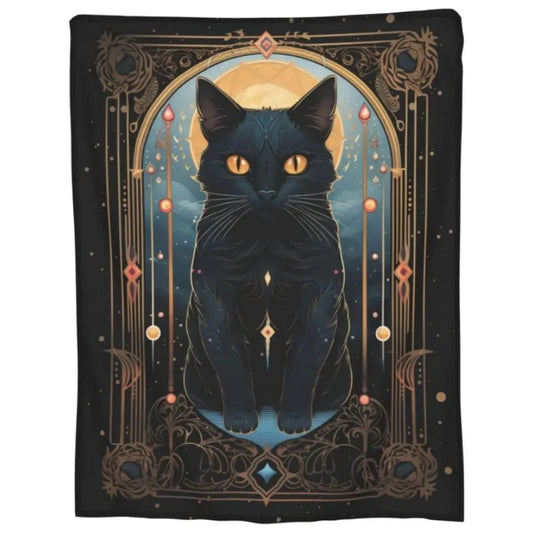 Tarot Moon Black Cat Throw Blanket Travel Sofa Bed Office Home Decoration Birthday Gift Blanket All Seasons Available