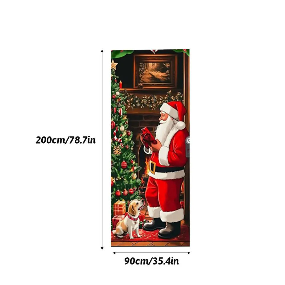 Christmas Door Cover Door Christmas Cover Santa Claus Puppy Door Cover Banner Window Door Cover Versatile Christmas Door Wrap