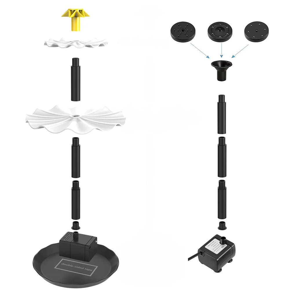 3 Tiered 3.5W Fountain Pump DIY Solar Bird Bath Fountain Outdoor Bird Feeder Multifunction for Courtyard Patio Balcony
