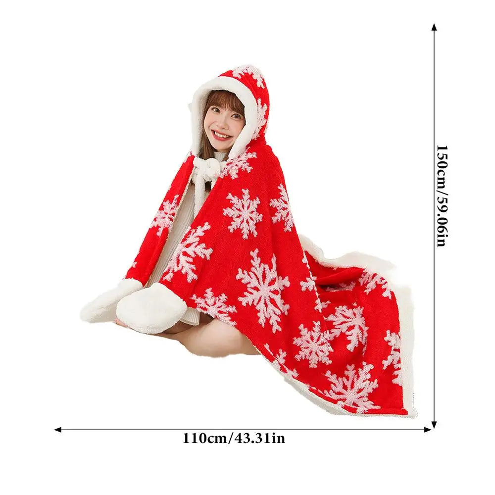 Wearable Blanket Christmas Warm Holiday Cape 59x43 Inch Warm Cozy Shawl Comfortable Cape Wrap For Men Women Holiday Cape Shawl