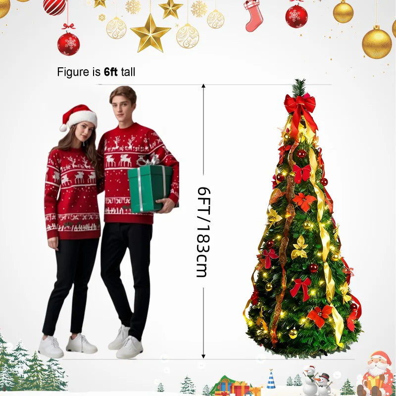 6-Foot Quick-Assembly Realistic Christmas Tree Sturdy Plastic/Metal Base - Easy to Set Up for Home, Office, And Party Use.