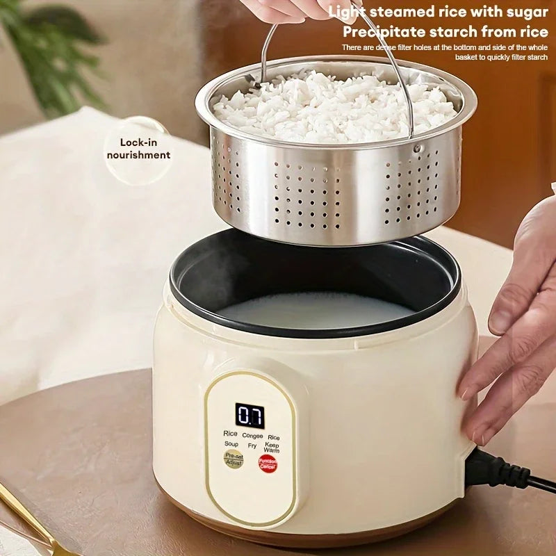 Electric Rice Cooker Portable MultiCooker 1.8L Household Rice Pot Non-Stick Smart Low Sugar Cooking Machine for Kitchen and Home
