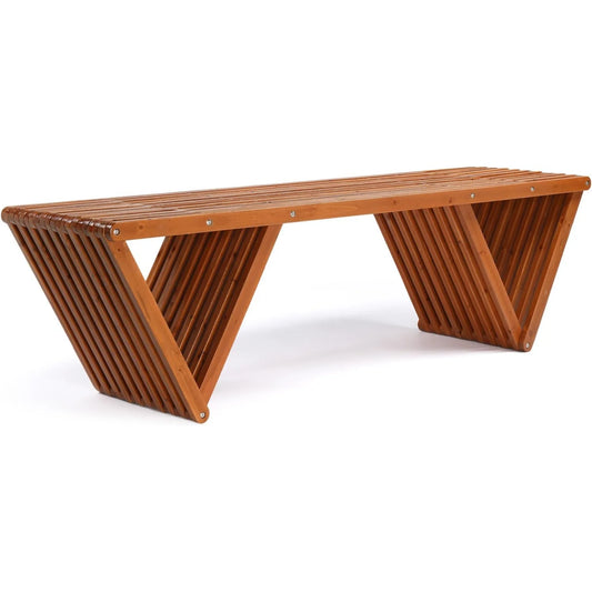 Outdoor Wooden Bench, 63" All Weather Patio Bench Porch Bench, 600lb Capacity Outdoor Backless Benches for Yard Park Gard