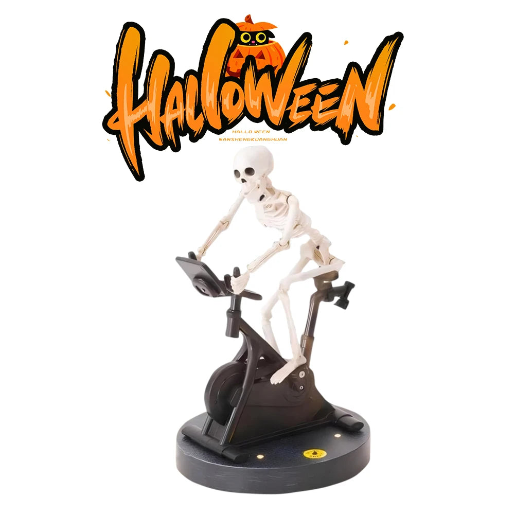 Resin Skeleton Riding Bike Halloween Skeleton Decor Skeleton Riding An Exercise Bike Halloween Decorations