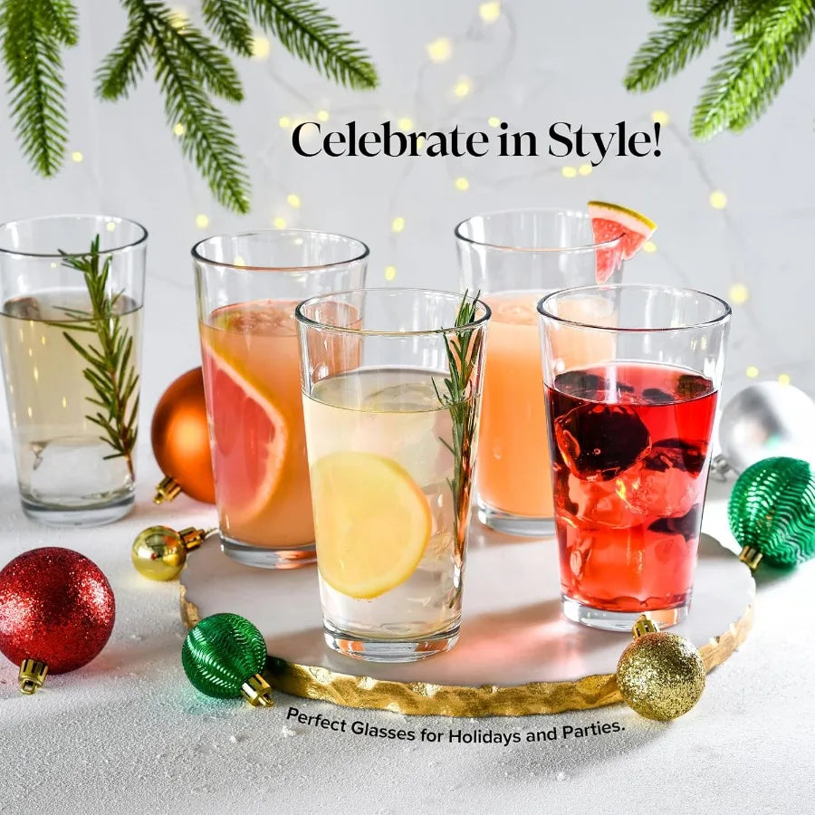 Set of 6 Highball Glasses 17 oz Tall Drinking Glasses for Everyday Use Stackable Water Glass Cups Ideal for Home Bar Cocktail S