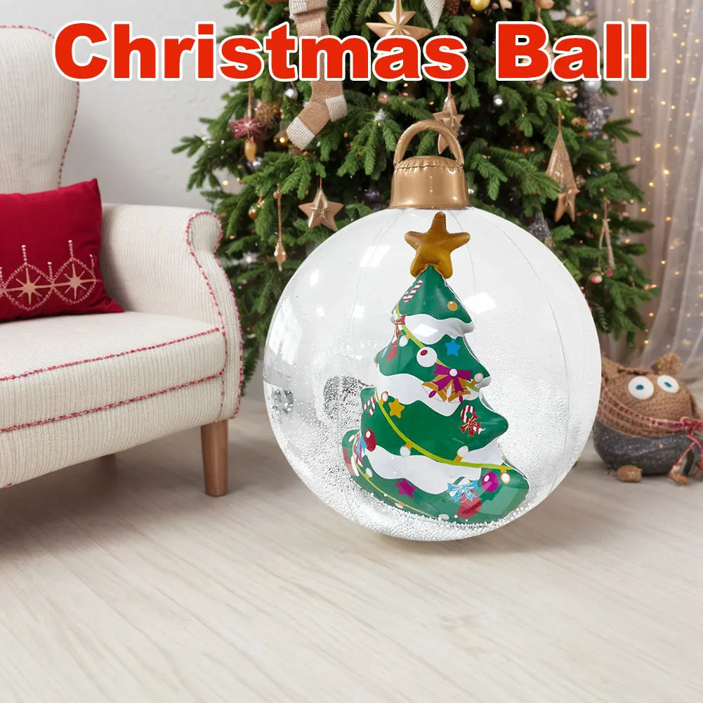 24 Inch Inflatable Christmas Balls PVC Giant Inflatable Christmas Balls with Light Remote for Holiday Party Indoor Outdoor Decor