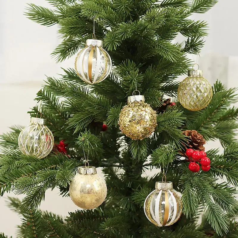 Christmas Tree Balls Hanging 25pcs Christmas Ball Ornaments Glittering Christmas Baubles PVC White Gold Ball Decorations Set