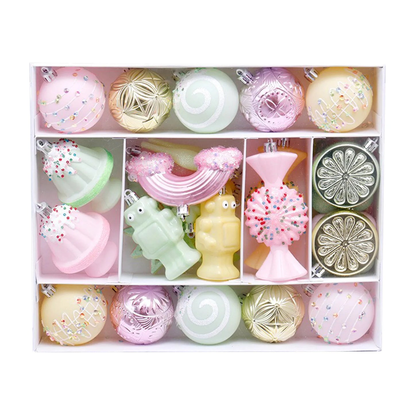 Christmas 45PCS Ball Set Gingerbread Man Painted Design Holiday Festive Tree Hanging Decor Unique Xmas Decor Gift Ornament