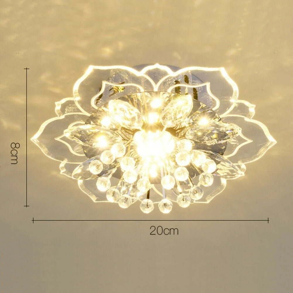 Crystal Chandeliers Lighting Fixtures Modern Flower Shape 9W LED Crystal Ceiling Lamp for Interior Hallway Living Room