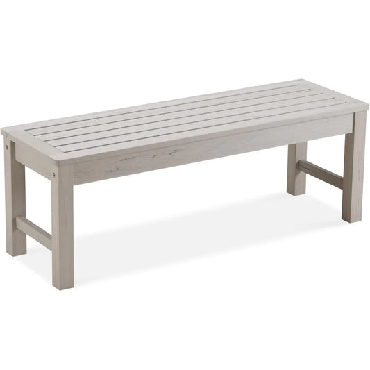 Psilvam Outdoor Bench, Two Person Poly Lumber Porch Bench, Weatherproof Garden Bench That Never Rot and Fade, All-Weather Patio