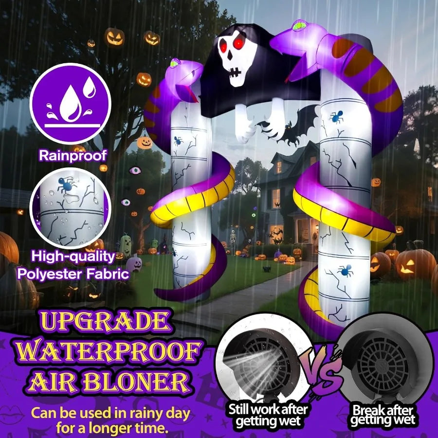 Halloween Inflatable Arch Ghost Decoration with Builtin LEDs for Outdoor and Indoor Use Perfect for Yard Garden Lawn Party Chri