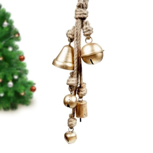 Christmas Bells Vintage Rustic Jingle Sleigh Gold Bell for Home Decor Wreath Door Hanging Garland Cluster Decorative Bells Perf