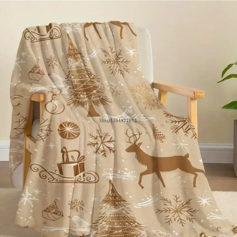 Christmas themed blanket - soft, lightweight, suitable for bed, sofa, travel, warm in all seasons, modern style blanket