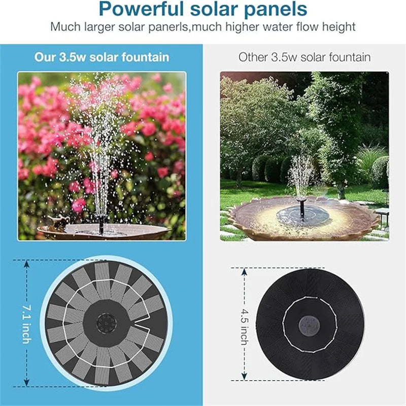 3.5W Solar Fountain, Solar Fountain with 6 Nozzles, Solar Fountain for Birdbaths, Garden Decoration, Swimming Pools, Ponds, Fish