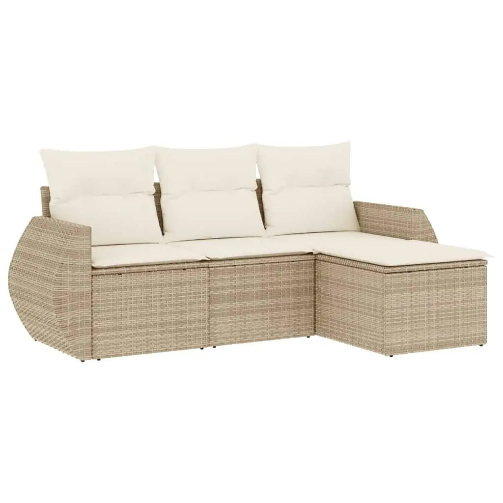 Beige PE Rattan Modular Garden Sofa Set Outdoor Furniture for Patio and Balcony