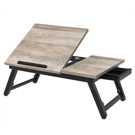 SONGMICS Laptop Desk for Bed or Sofa with Tilting Top, Breakfast Serving Tray with Folding Legs, Fits up to 15.6 Inches Screen