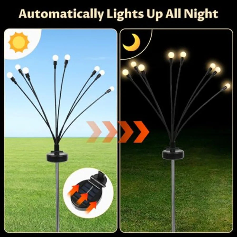 2pack Firefly Solar Garden Lights with 16 LED Sensor Light Waterproof Design for Outdoor Garden Decoration Yard Pathway Lightin