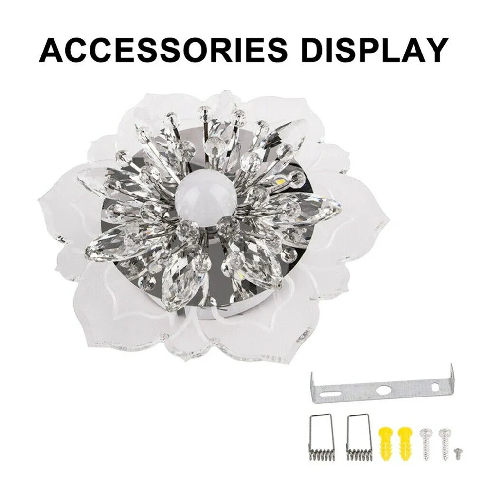 Crystal Chandeliers Lighting Fixtures Modern Flower Shape 9W LED Crystal Ceiling Lamp for Interior Hallway Living Room