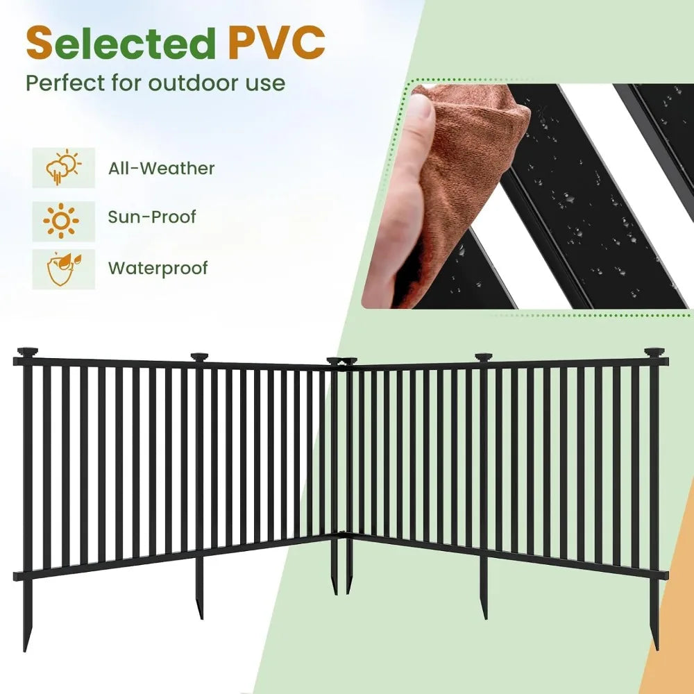 Picket Fence 4 Panels, 80''W x 37.5''H Decorative Outdoor Garden Fence, 320'' Total Length, Freestanding PVC Vinyl Fence for Ya