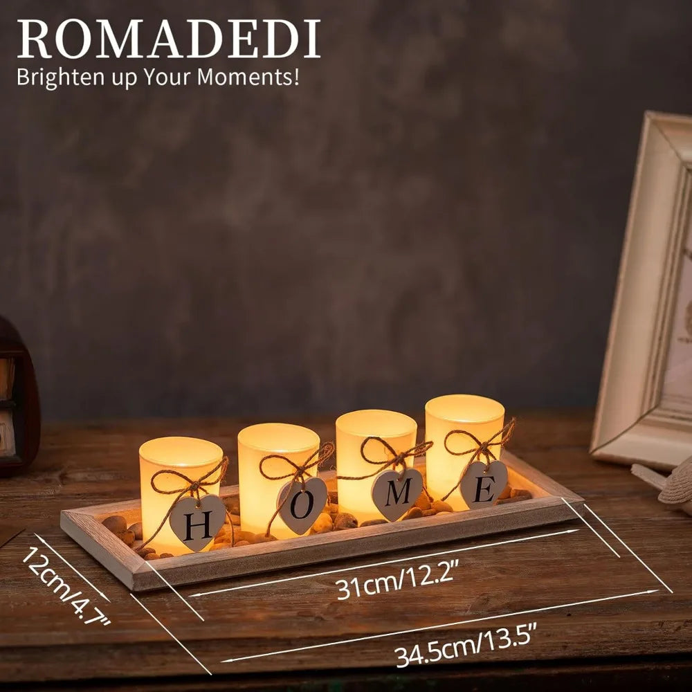 wooden decorative tray candle holder - 13.5 inch wood long narrow tray home decor small rustic farmhouse centerpieces trays for