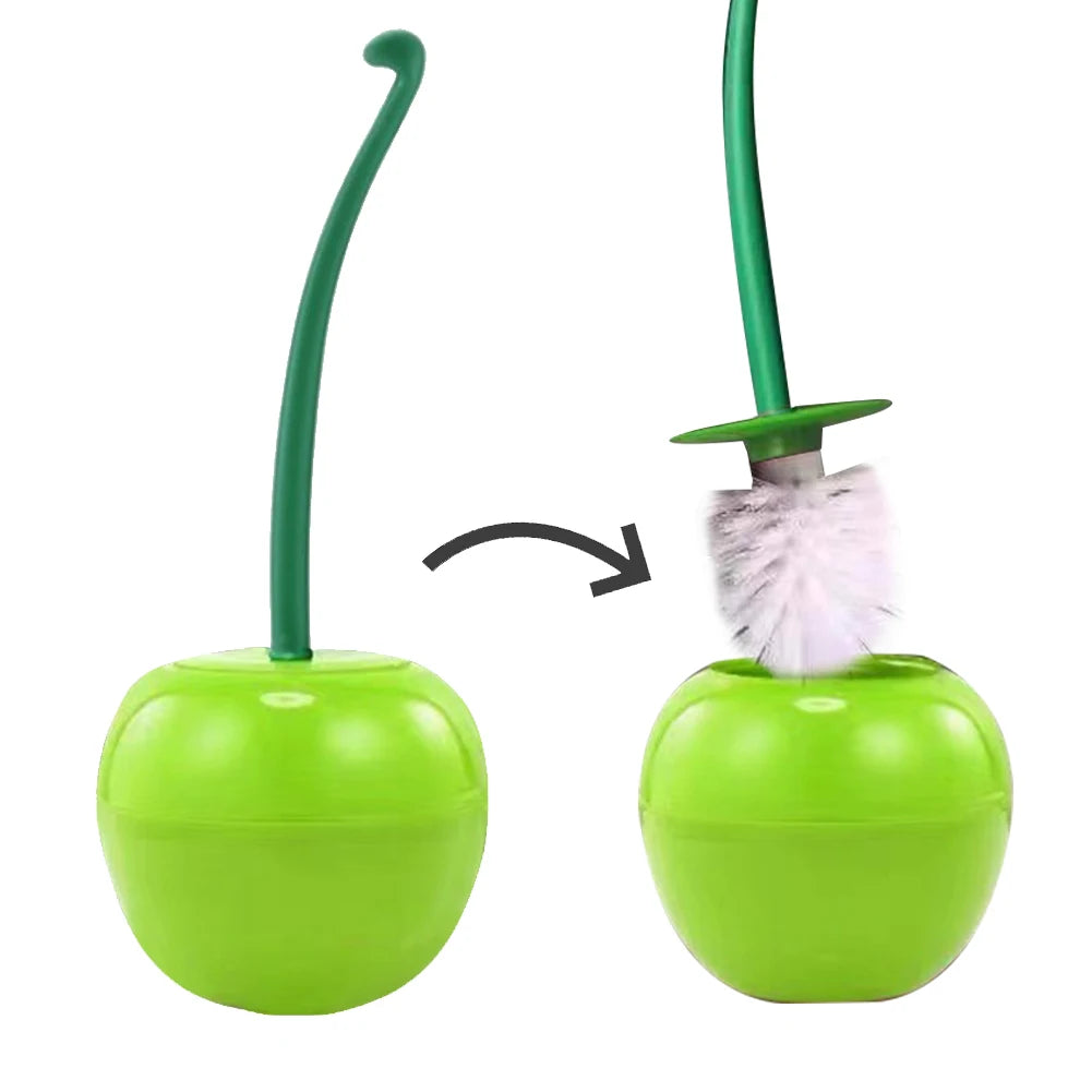 Cherry Shape Toilet Brush Long Handle Toilet Cleaning Brush Replaceable Nylon Soft Bristle Brush Bathroom Toilet Cleaning Tool