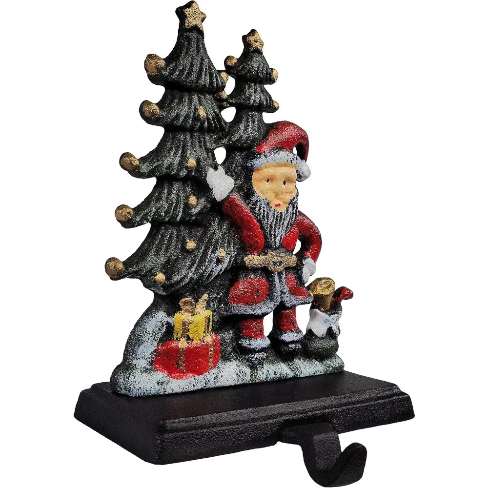 Lulu Decor, Cast Iron Christmas Stocking Holder, Sleigh with Deer, Santa's Gift Sleigh, Holiday Home & Snowman with Festive Chee