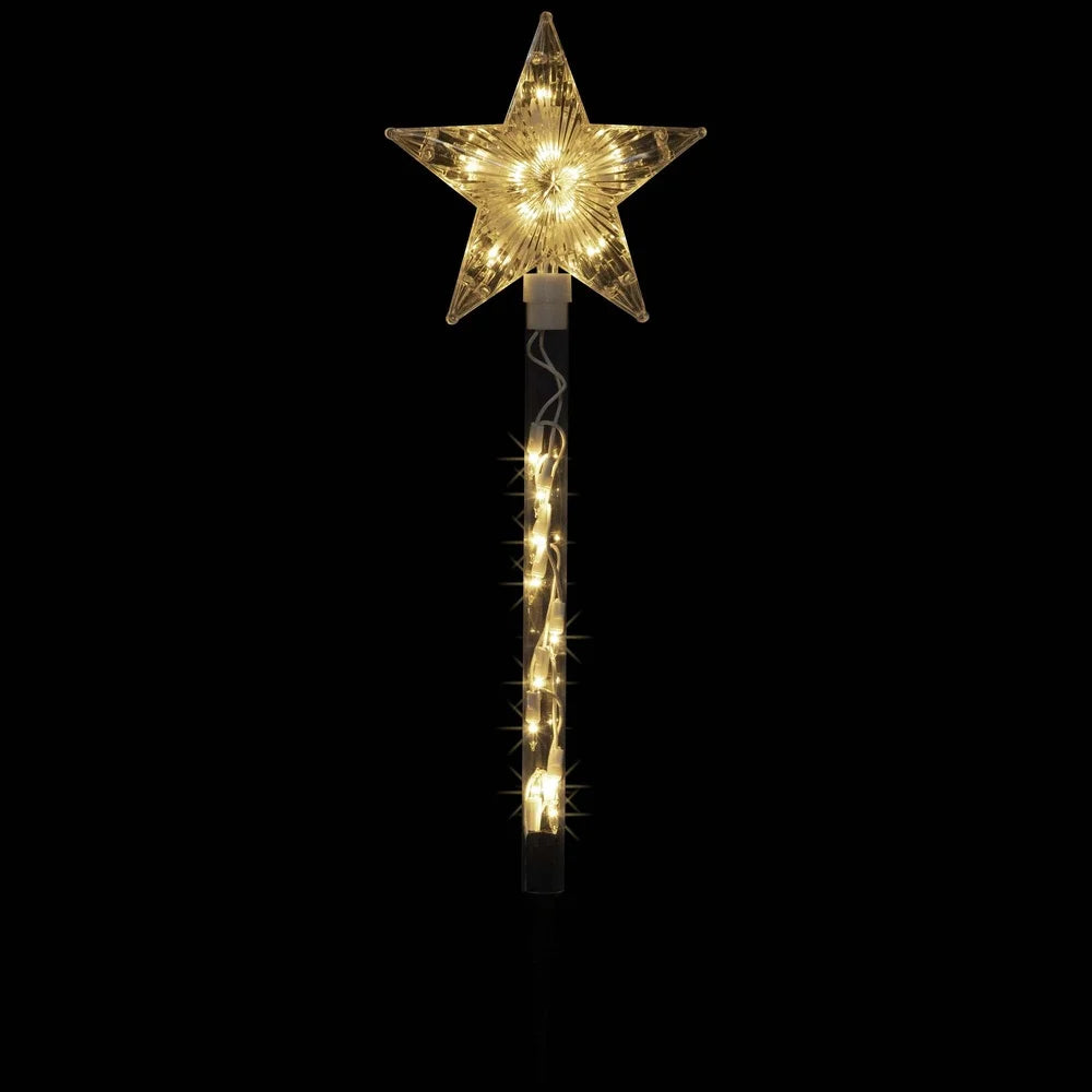 Lighted Star Christmas Pathway Markers 4ct Clear Mini Lights Outdoor Lawn Stakes Decorations Yard Holiday Decoration
