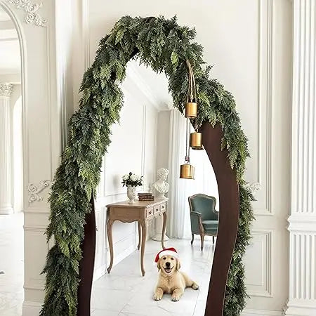 Thick and Soft Real-Touch Faux Cedar Pine Garland for Christmas, Ideal for Mantle, Fireplace, Porch, Outdoor Decorations