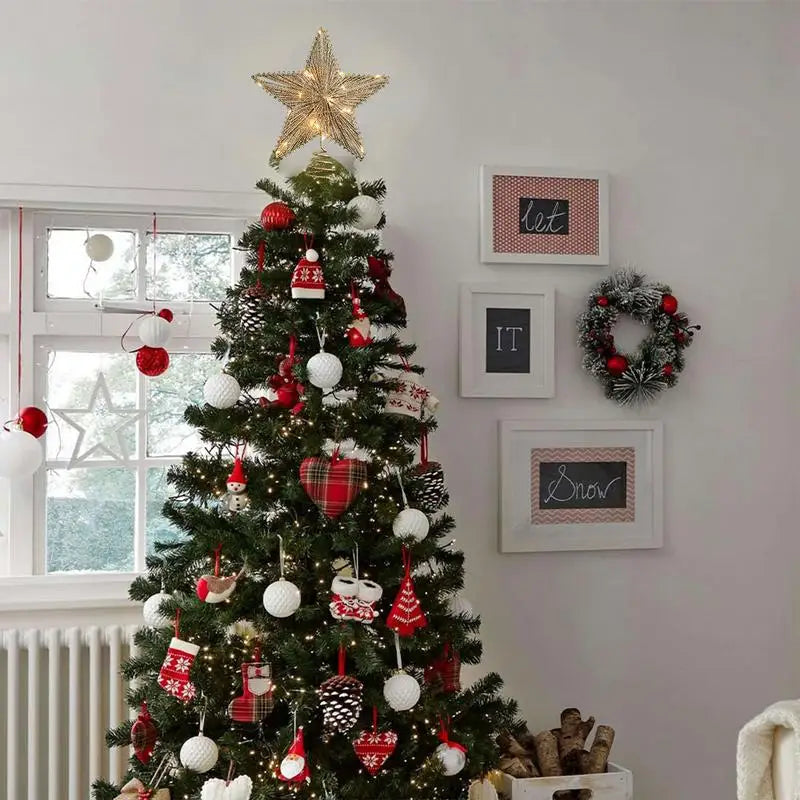 Iron Glitter Powder Christmas Tree Ornaments Top Stars Christmas Decorations For Home Xmas Trees Durable Tree Topper