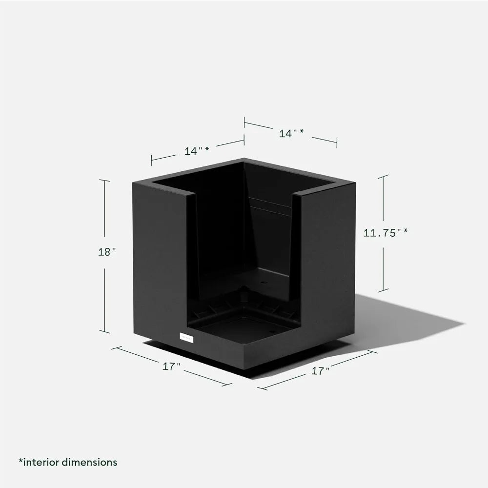 Block Series Cube Plastic Planter - Large Square Planter for Indoor or Outdoor Patio/Garden | Durable All-Weather