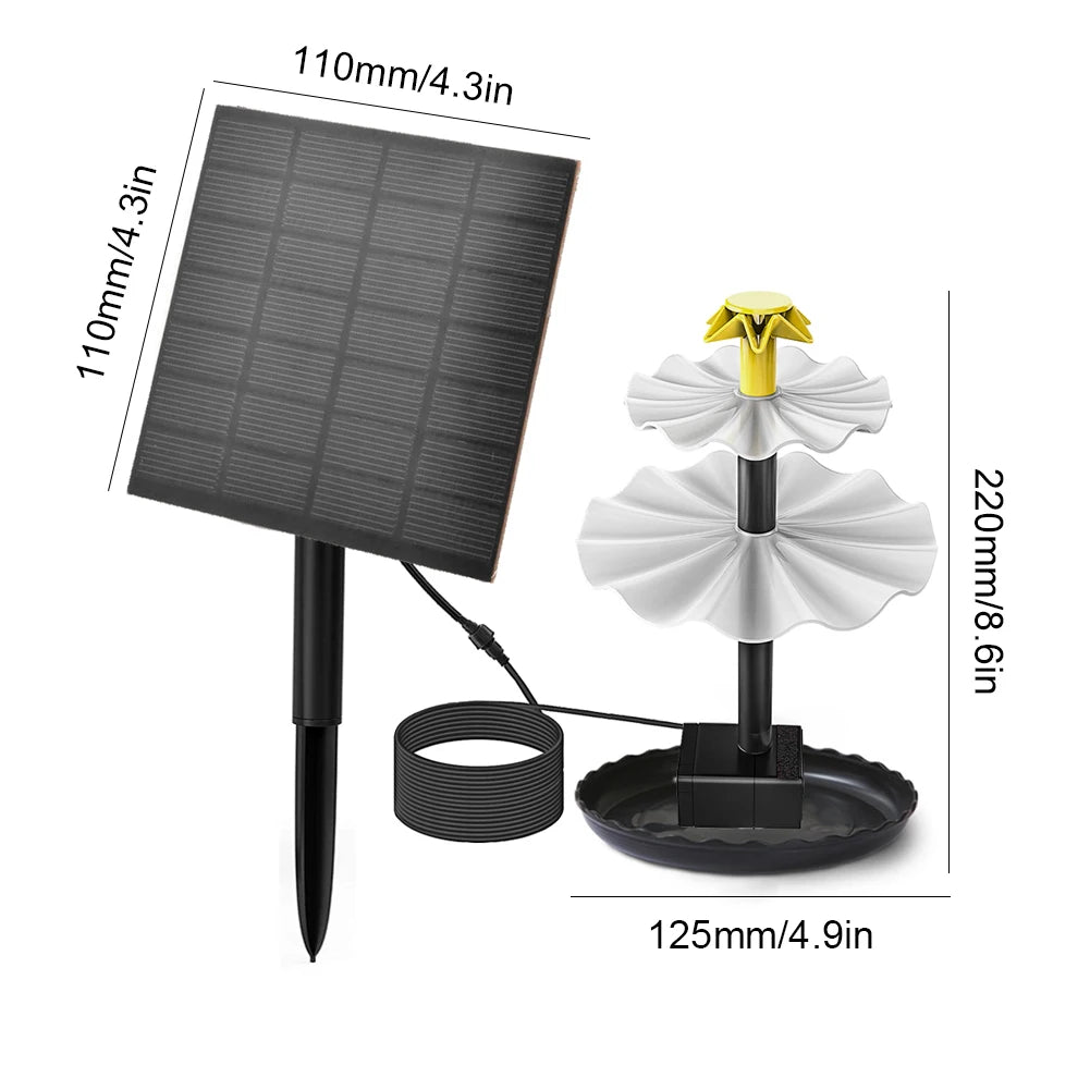 3 Tiered Bird Bath Pump with Solar Panel Solar Bird Bath Fountain 3.5W Fountain Pump Multifunction for Courtyard Patio Balcony