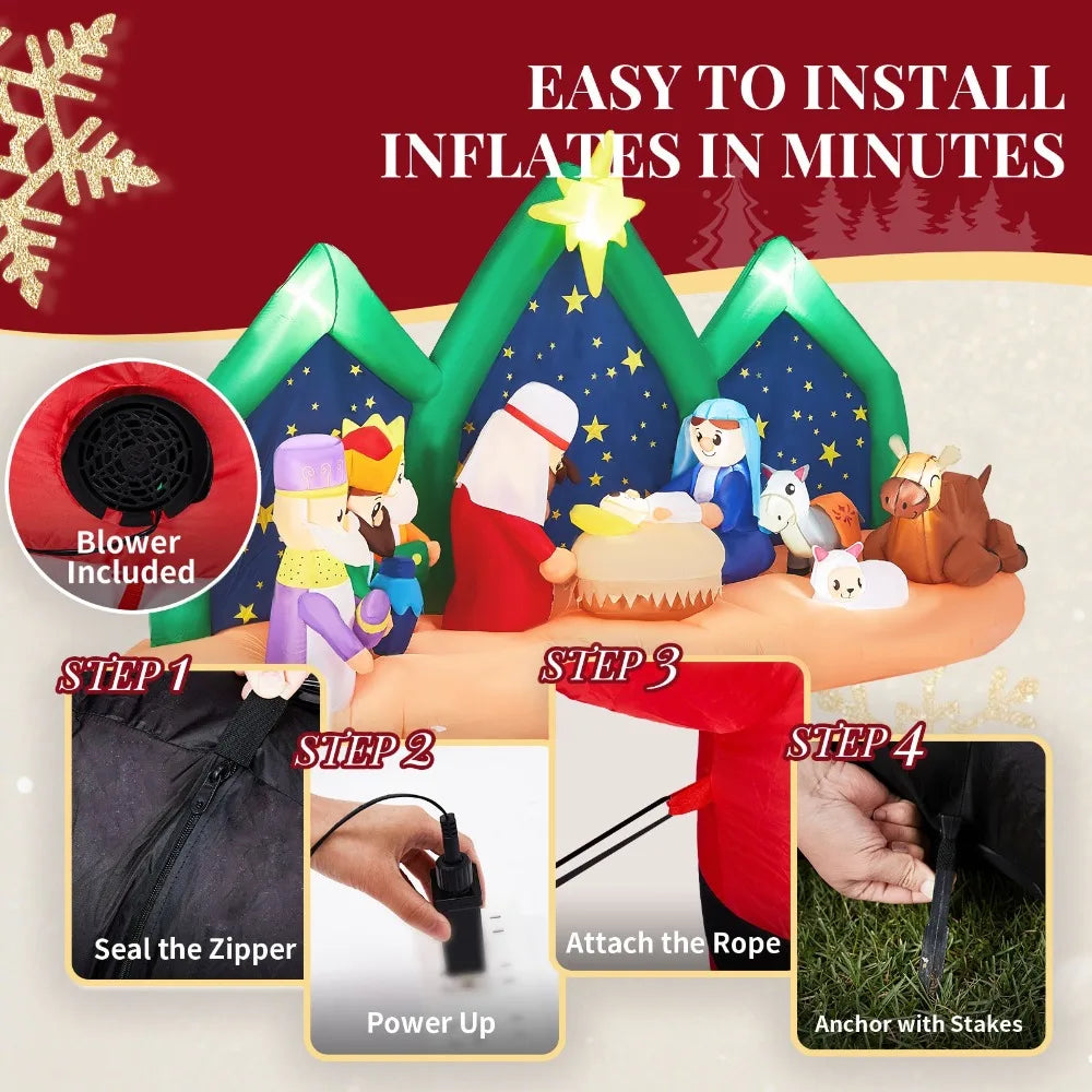 7.5 / 9 FT Christmas The Nativity Born Inflatable Decoration for In/Outdoor