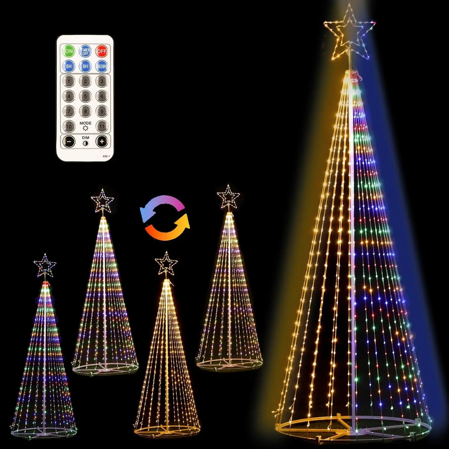 12FT Outdoor Lighting Christmas Tree 650 LED Light Show Christmas Tree with 8 Modes Timer Remote,Tall Star Topped Artificial