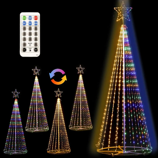 12FT Outdoor Lighting Christmas Tree 650 LED Light Show Christmas Tree with 8 Modes Timer Remote,Tall Star Topped Artificial
