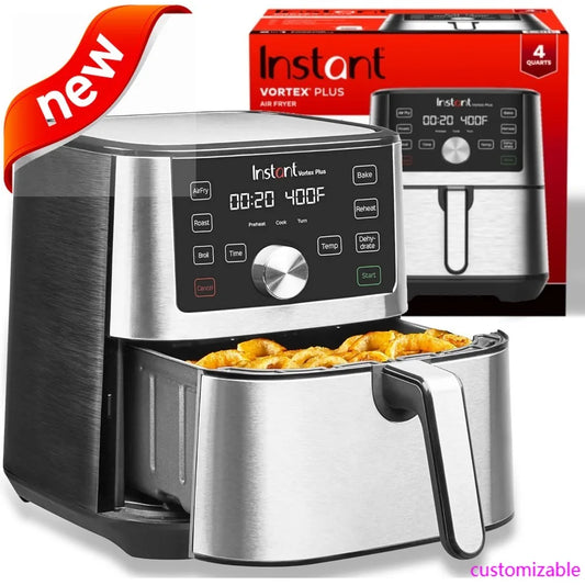 NEW-Instant Pot Vortex Plus 4QT Air Fryer, Custom Program Options, 6-in-1 Functions Crisps, Broils, Roasts, Dehydrates, Bakes, R