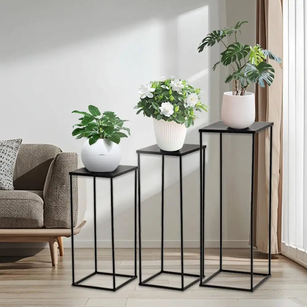 3PCS Metal Plant Stand Sets Black Pedestal Stands for Party Living Room Wedding Decoration Tall Centerpiece Stands