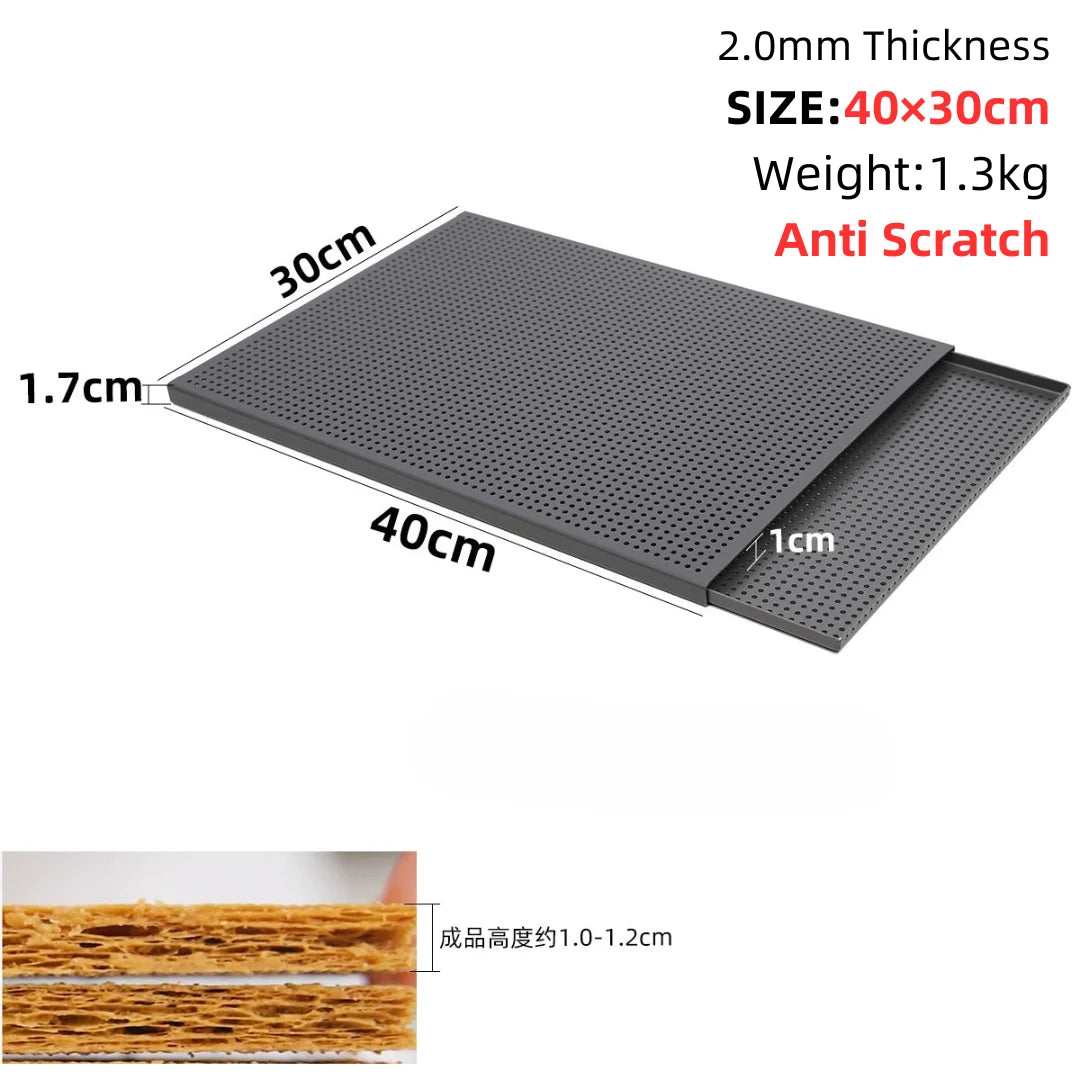 Puff Pastry Baking Tray Mille Feuille Rectangular Pastry molds Baking Pan Perforated Baking Pan Dish Oven Tray Bread With Hole