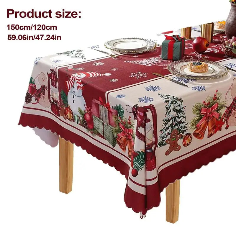 Christmas Runner For Table Merry Christmas Red Snowman Table Cloth 59x79in Waterproof Holiday Decor Dining Table Kitchen