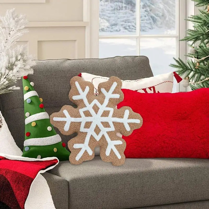 Snowflake Pillow Christmas Throw Pillow Snowflake Decorations Cute Christmas Decor Christmas Wreath Shaped Pillow For Sofa Bed