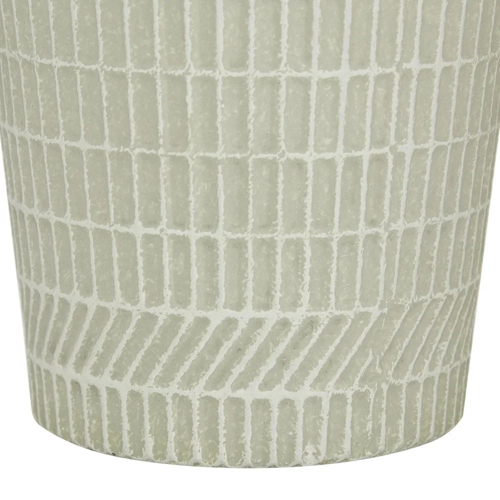 Contemporary Textured White Metal Vase Geometric Design Flower Centerpiece Indoor Decor Home Accent Ideal Living Dining Room