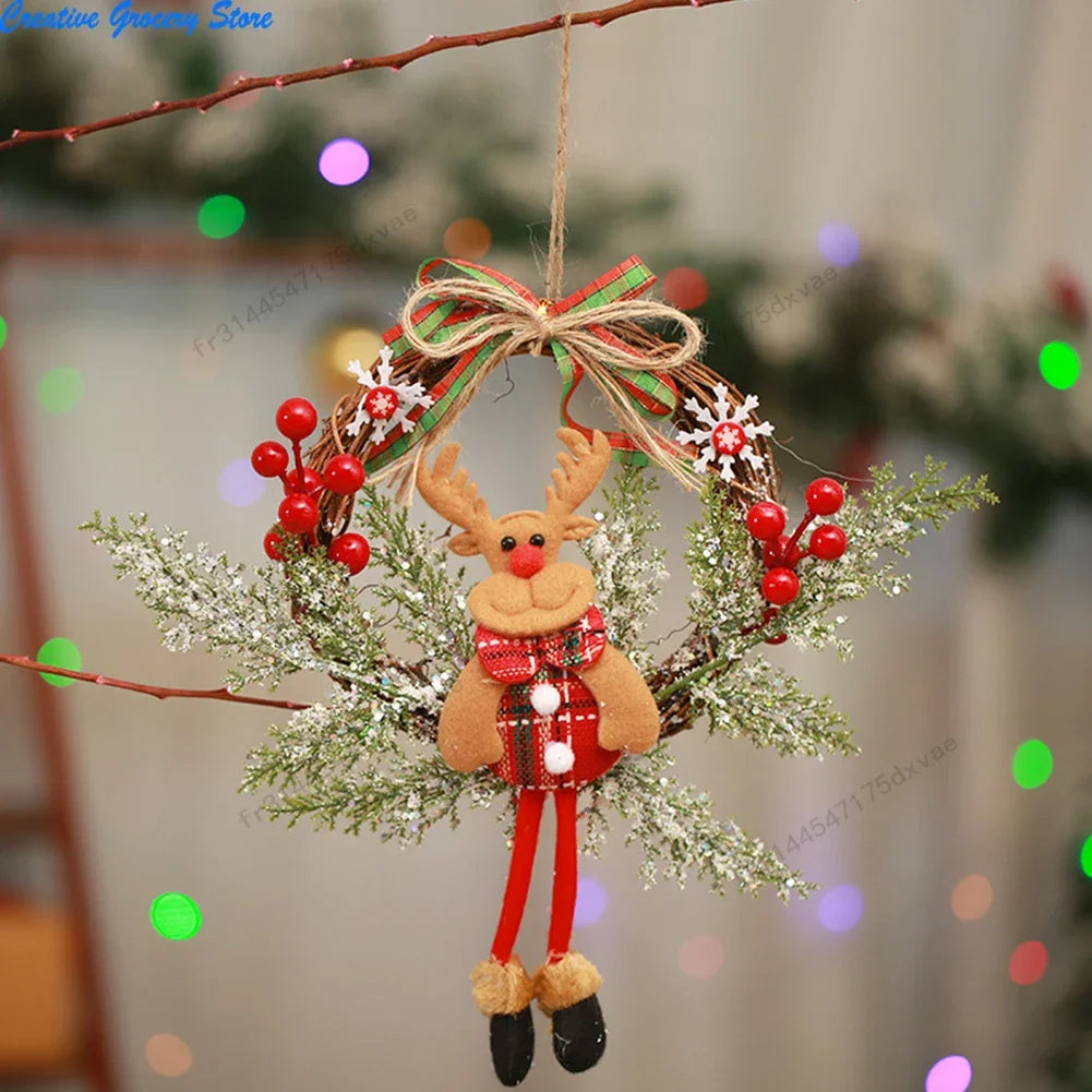 Christmas Wreath Flower Pendant Dead Branches Berries Pine Rattan Wreaths Shopwindow Layout Props Home Indoor Door Decoration