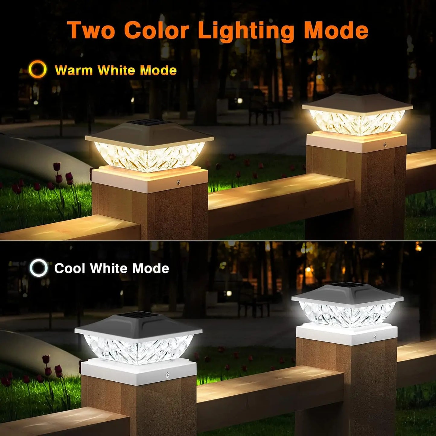 4/6/8/12 Pack 2 Mode Bright Solar Post Lights, Solar Powered Deck Lights for 4x4 4.5x4.5 5x5 Posts in Garden Decor, White